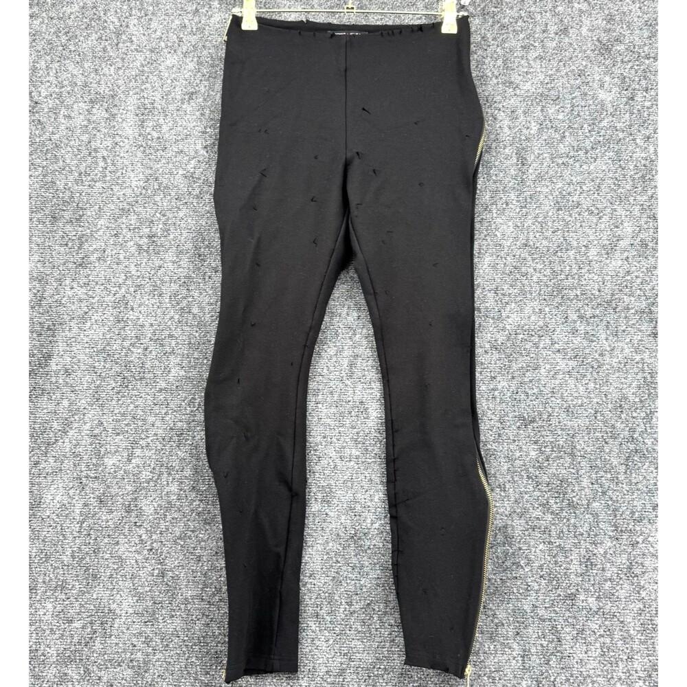 Romeo + Juliet Couture Black Destroyed Slits Leggings Stretch Zipper Sides Sz M